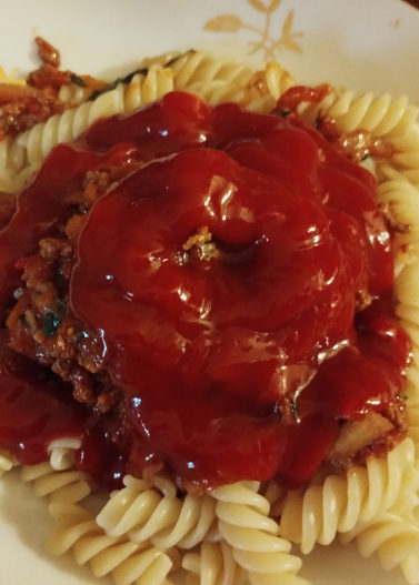 Pasta with ketchup