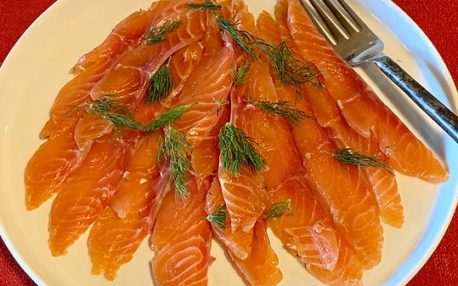English: Christmas Eve dinner of Christmas food - gravlax