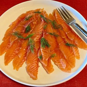 English: Christmas Eve dinner of Christmas food - gravlax